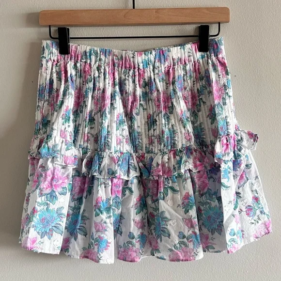 LoveShackFancy Ignacia Skirt, Sea Orchid floral, Size Medium